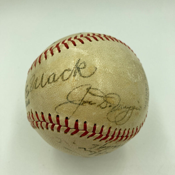 Joe Dimaggio Casey Stengel Connie Mack Frick Will Harridge Signed Baseball PSA