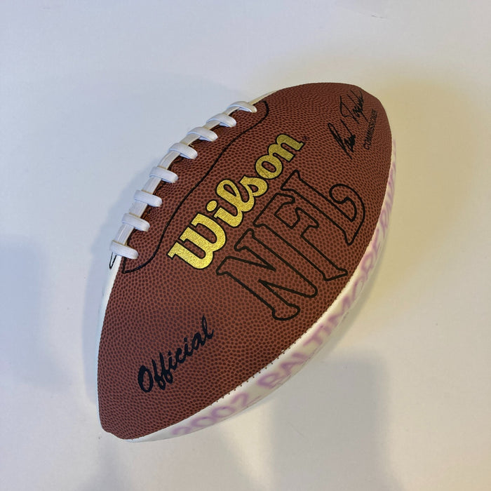 2002 Baltimore Ravens Team Signed Wilson NFL Football JSA COA #1