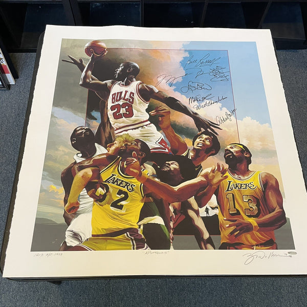 Magnificent Michael Jordan Wilt Chamberlain Legends Signed 33x34 Photo UDA 1/1
