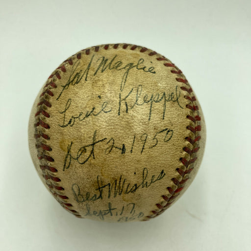 Sal Maglie Signed 9-17-1950 "Sal Maglie Day" Game Used Baseball JSA Sticker