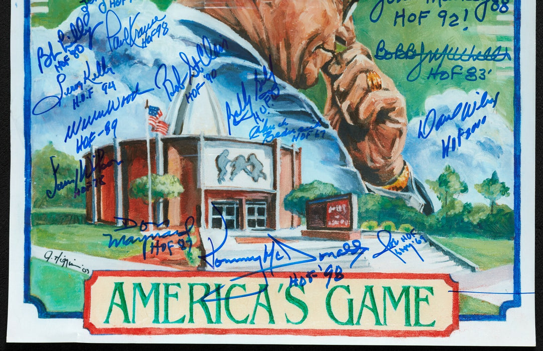 NFL Hall Of Fame Multi Signed "Canton America's Game" Poster 28 Sigs Beckett COA