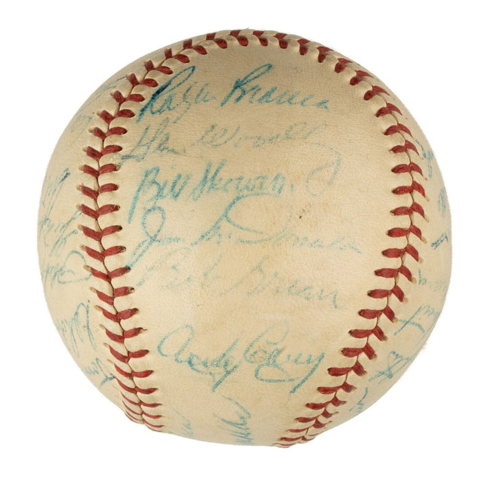 Beautiful 1954 New York Yankees Team Signed Baseball Mickey Mantle PSA DNA COA