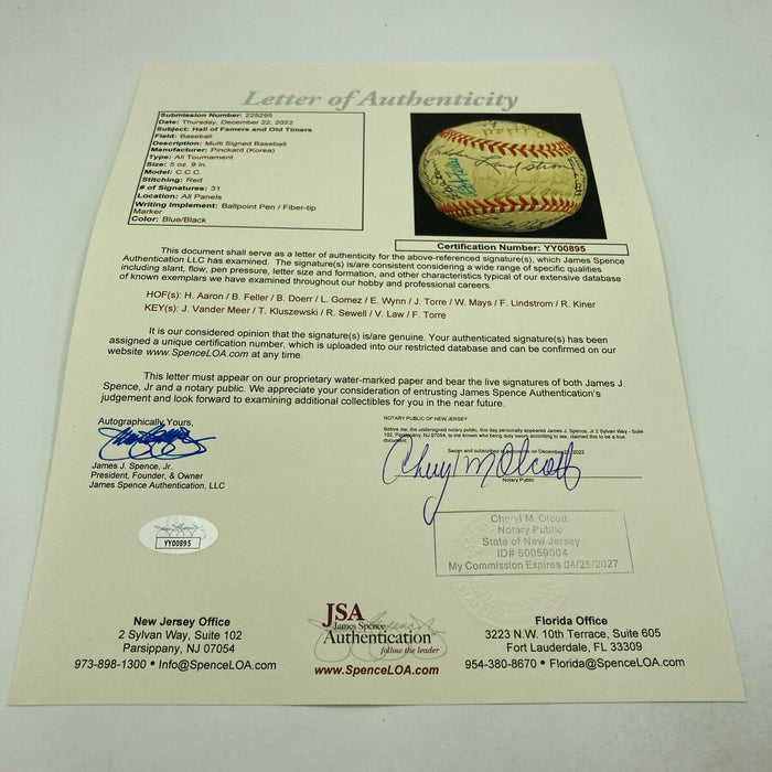 Willie Mays Hank Aaron 1970's Hall Of Fame Multi Signed Baseball 31 Sigs JSA COA