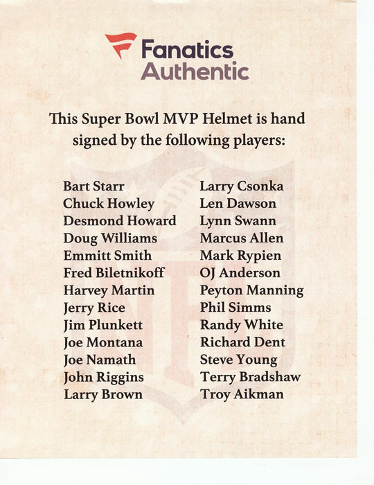 Beautiful Super Bowl MVP's Signed Full Size Authentic Helmet 26 Sigs Beckett COA