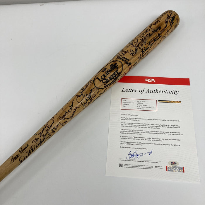 Hall Of Fame & Legends Multi Signed Baseball Bat 73 Sigs PSA DNA COA