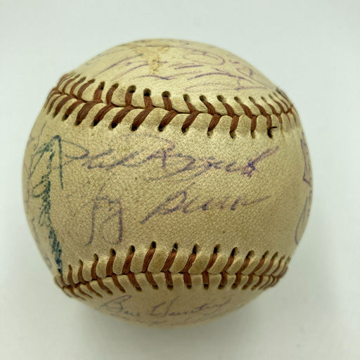 1956 New York Yankees World Series Champs Team Signed Baseball Mickey Mantle JSA