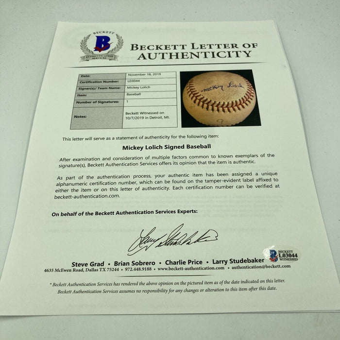 Mickey Lolich Signed Career Win No. 150 Final Out Game Used Baseball Beckett COA
