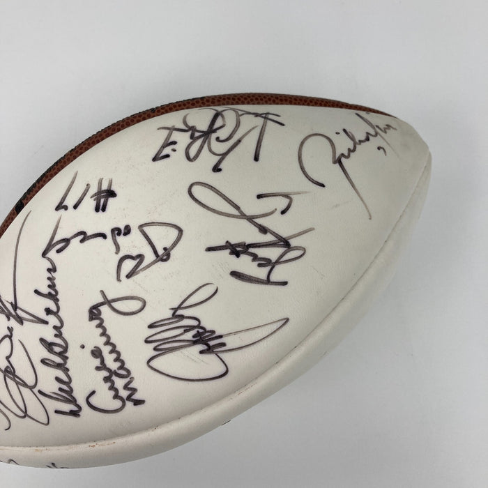 John Elway Franco Harris Brett Favre Hall Of Fame Multi Signed Football JSA