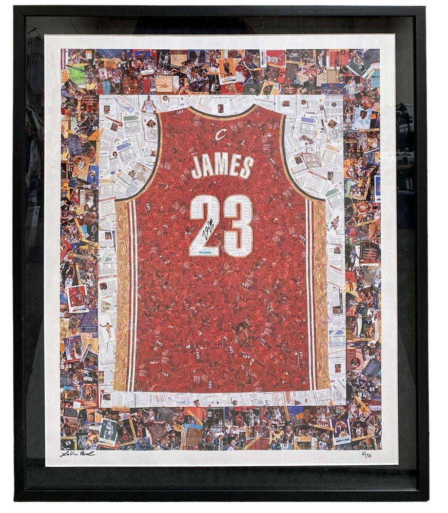 Lebron James Signed 37x32 Card Art Photo Lithograph Upper Deck UDA COA