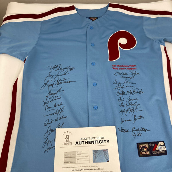 1980 Philadelphia Phillies World Series Champs Team Signed Jersey Beckett COA