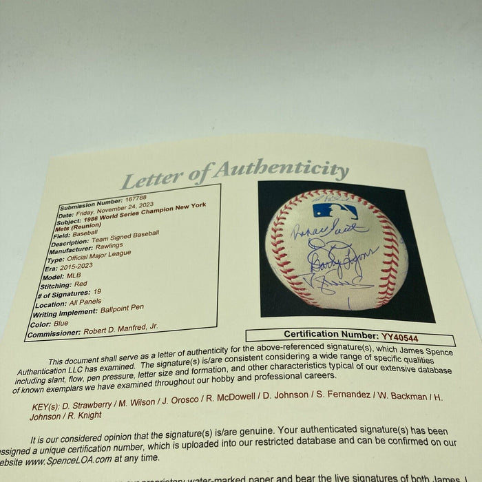 1986 New York Mets World Series Champs Team Signed Major League Baseball JSA COA