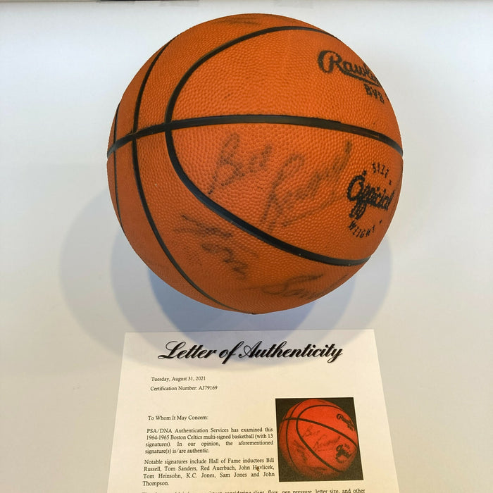 1964-65 Boston Celtics NBA Champs Team Signed Basketball Bill Russell PSA DNA