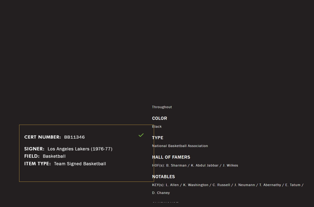 1976–77 Los Angeles Lakers Team Signed Playoffs Game Used Basketball JSA & MEARS