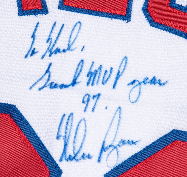 Karl Malone Game Issued Texas Rangers Jersey Signed By Nolan Ryan Beckett COA