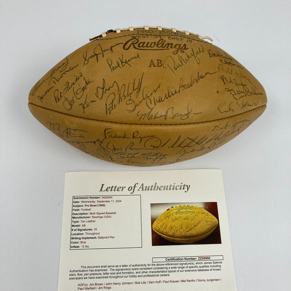 1965 Pro Bowl Team Signed Football 35 Sigs With Jim Brown JSA COA
