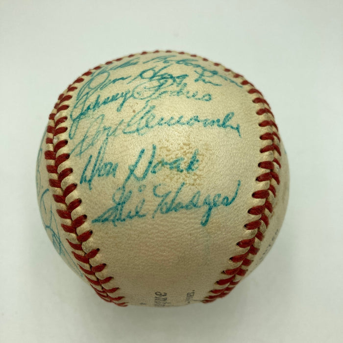 The Finest 1955 Brooklyn Dodgers Team Signed Baseball Jackie Robinson PSA DNA 8