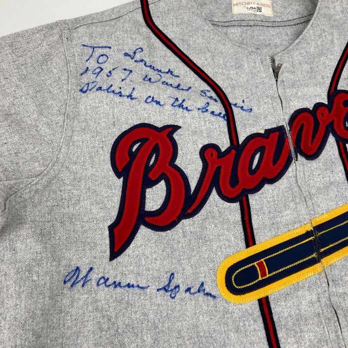 Warren Spahn Signed Milwaukee Braves Mitchell & Ness Jersey JSA COA