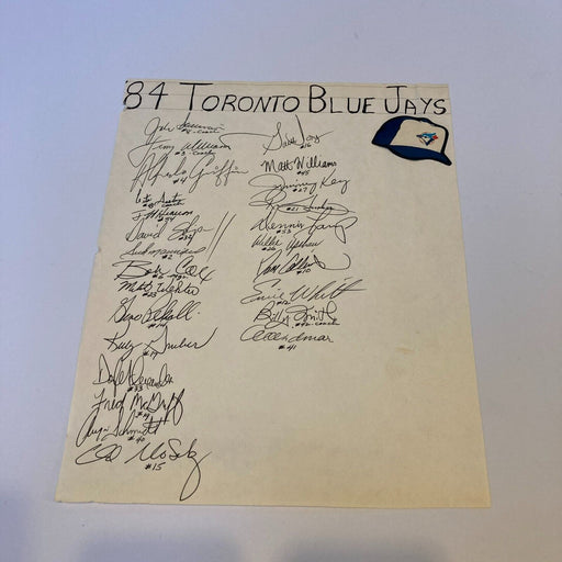 1984 Toronto Blue Jays Team Signed Autographed Sheet