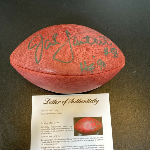 Jack Lambert HOF 1990 #58 Signed Wilson Official NFL Football PSA DNA COA