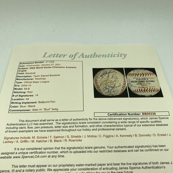 2002 Anaheim Angels World Series Champs Team Signed W.S. Baseball With JSA COA