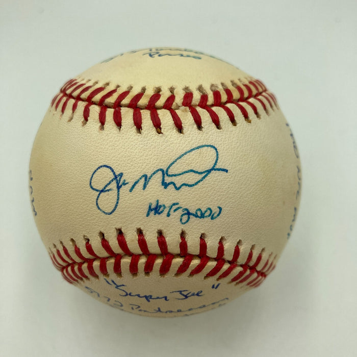 Joe Montana Signed Heavily Inscribed Career STAT Baseball Reggie Jackson COA