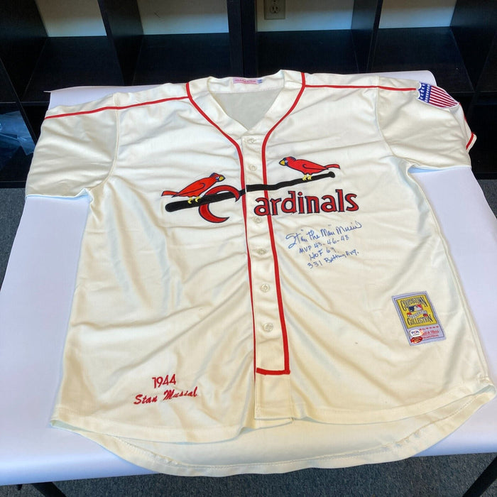 Stan Musial Signed Heavily Inscribed STATS St. Louis Cardinals Jersey PSA DNA