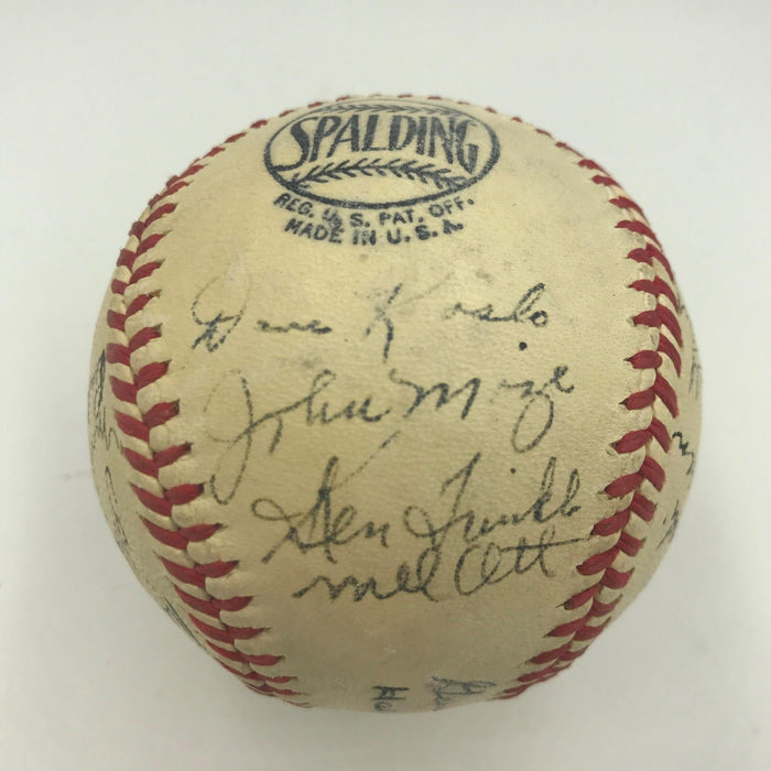 Nice 1946 New York Giants Team Signed Baseball Ernie Lombardi 24 Sigs JSA COA