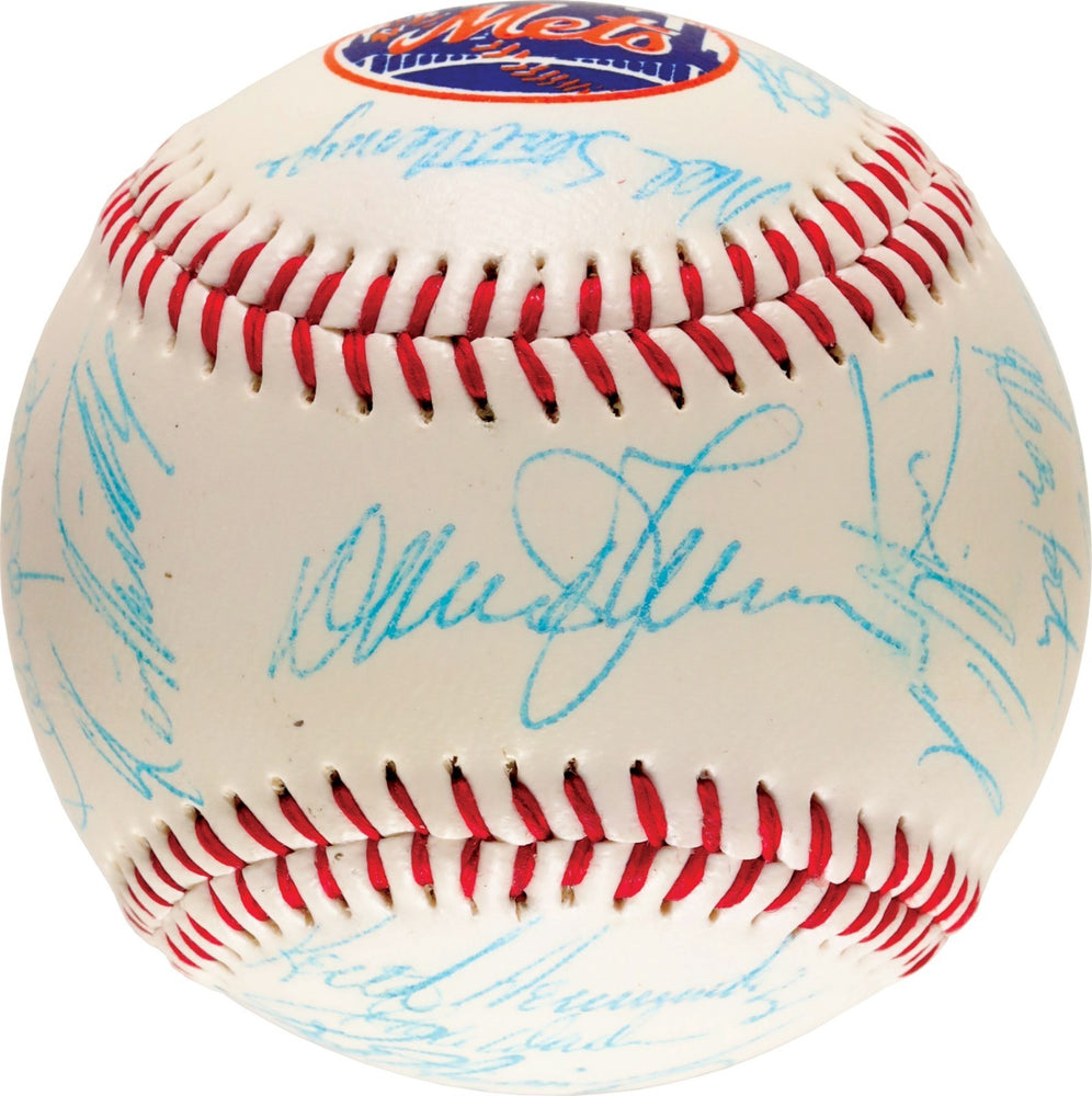 Vintage 1986 New York Mets World Series Champs Team Signed Baseball JSA COA