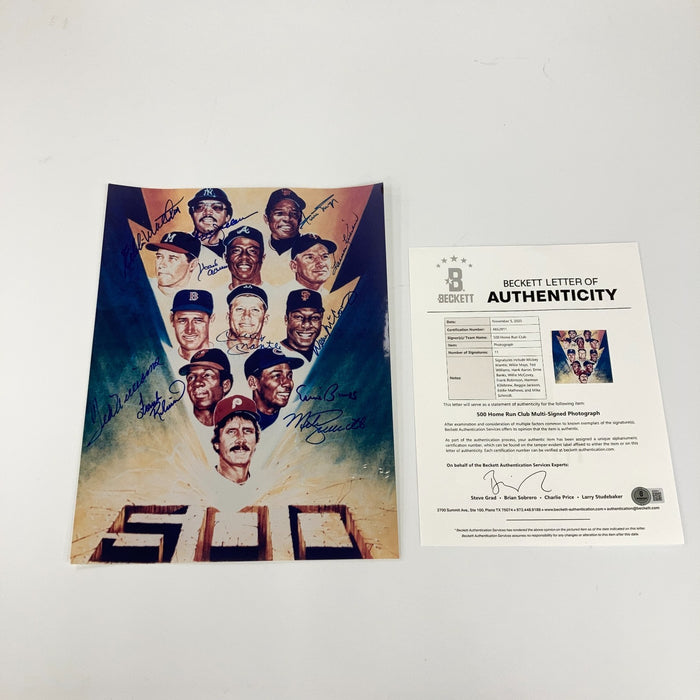 500 Home Run Club Signed 11x14 Photo Mickey Mantle Ted Williams Beckett COA