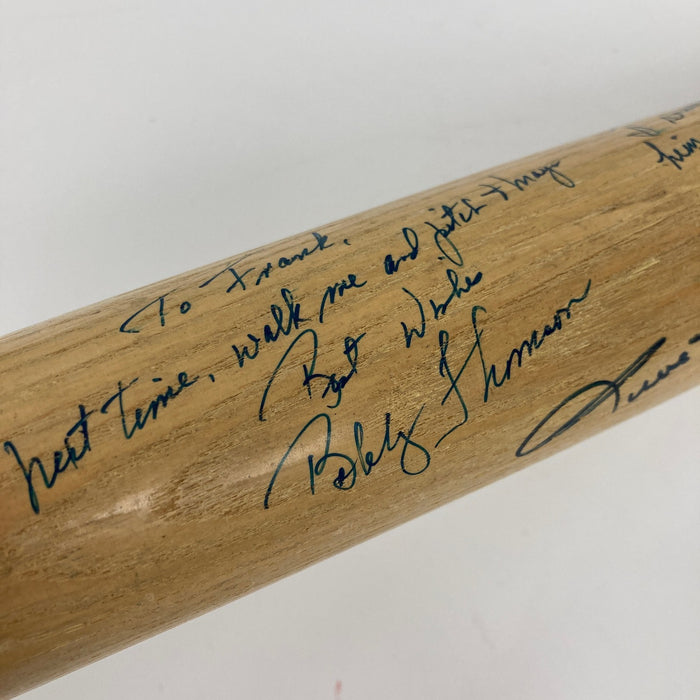 Willie Mays, Bobby Thomson & Ralph Branca Signed Baseball Bat JSA COA
