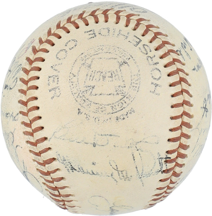 1956 New York Yankees World Series Champs Team Signed Baseball Mickey Mantle JSA