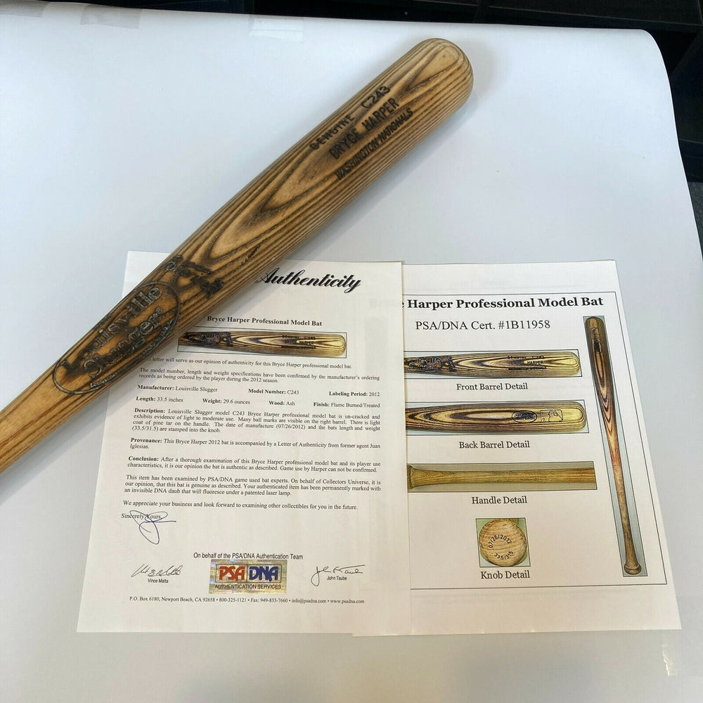 2012 Bryce Harper Game Used Louisville Slugger Rookie Season Bat PSA DNA COA