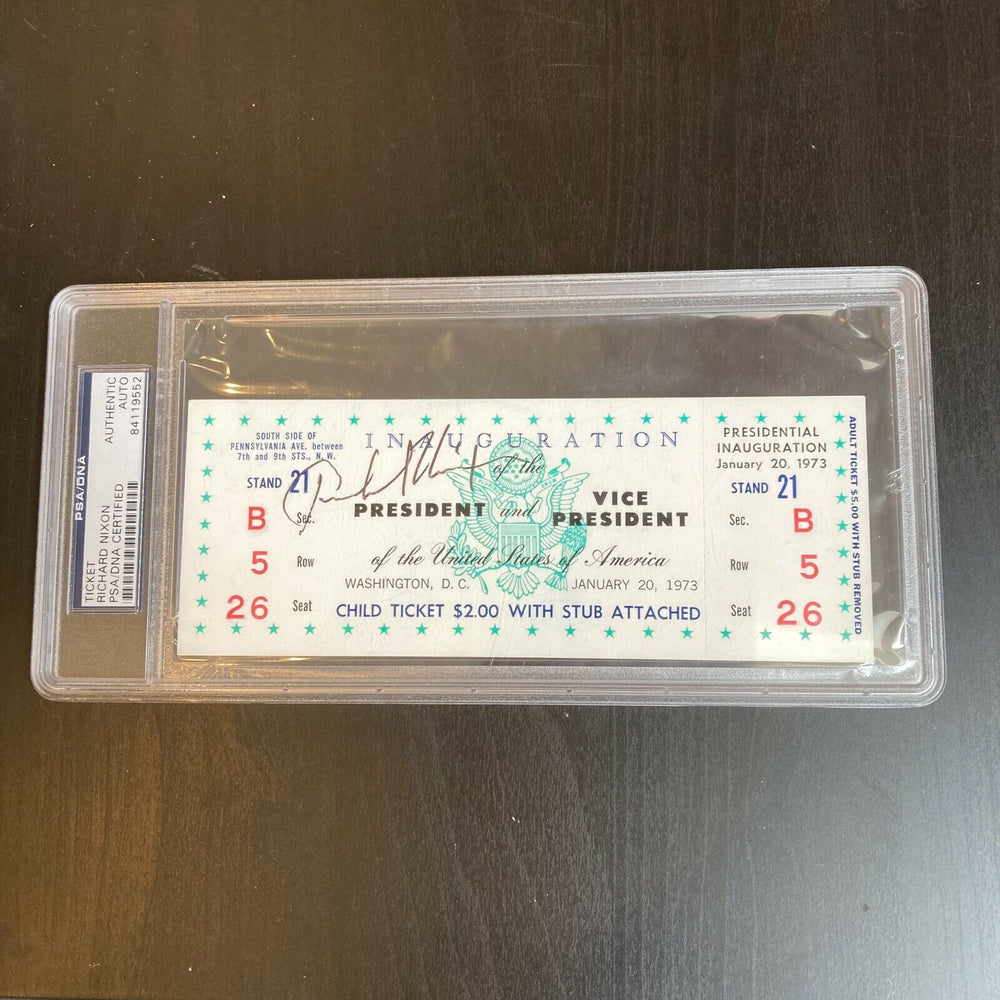 President Richard Nixon Signed Full Inauguration Ticket Jan 20, 1973 PSA DNA COA