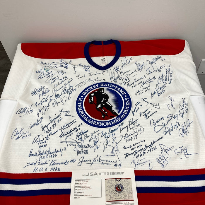NHL Hall Of Fame Signed Hockey Jersey With 63 Signatures! Wayne Gretzky JSA COA
