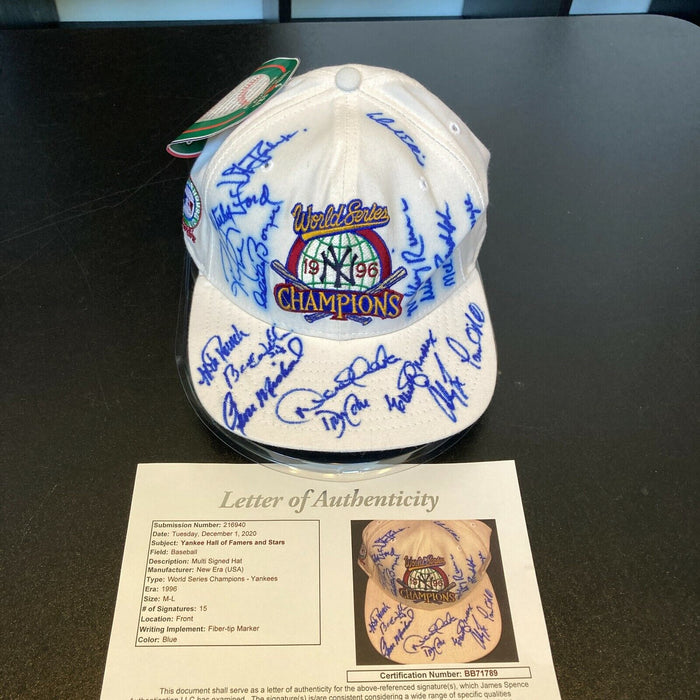 1996 New York Yankees Team Signed World Series Hat With Derek Jeter JSA COA