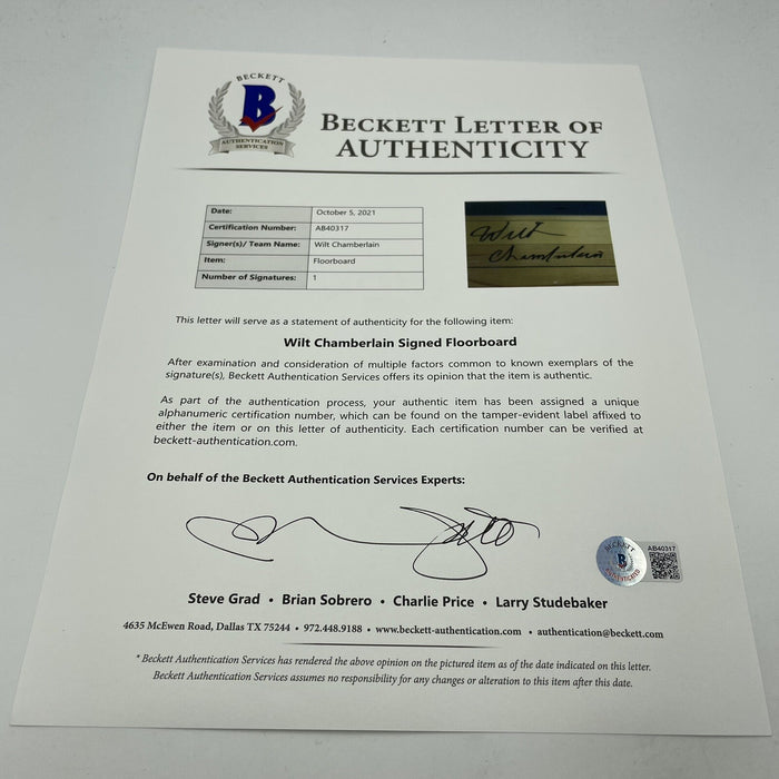 Wilt Chamberlain Signed Original Lakers Forum Basketball Court Floor Beckett COA