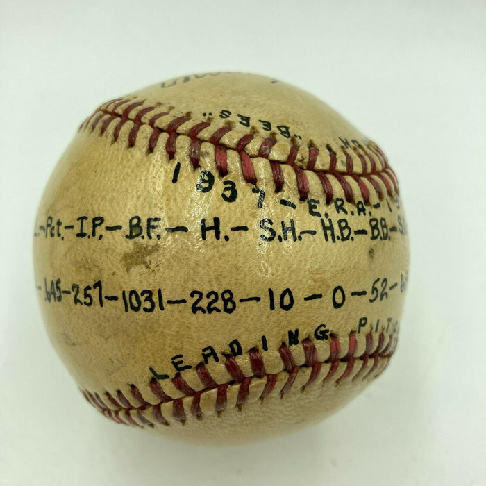 Jim Turner Single Signed 1937 Game Used Baseball New York Yankees JSA COA RARE