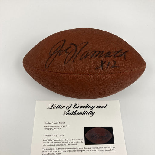 Joe Namath Signed Football PSA DNA Graded 9 MINT