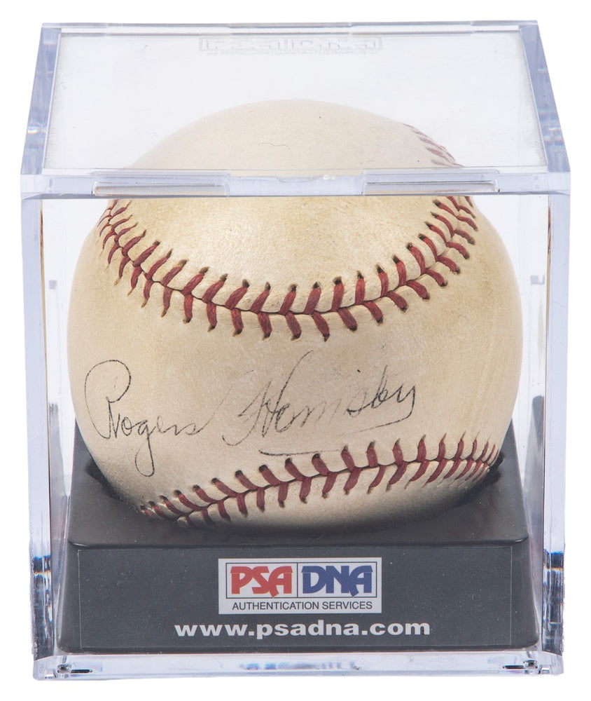 The Finest Rogers Hornsby Single Signed 1935 American League Baseball PSA & JSA