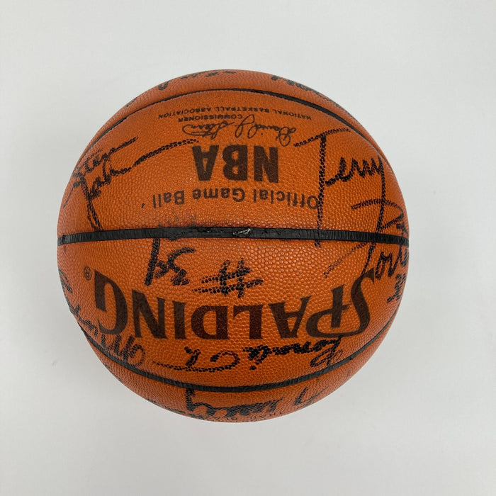 1987-88 Portland Trail Blazers Team Signed Game Used Spalding Basketball JSA COA
