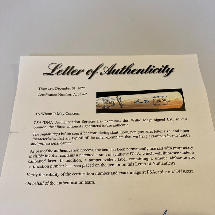 Willie Mays Signed Adirondack Game Model Baseball Bat With PSA DNA COA