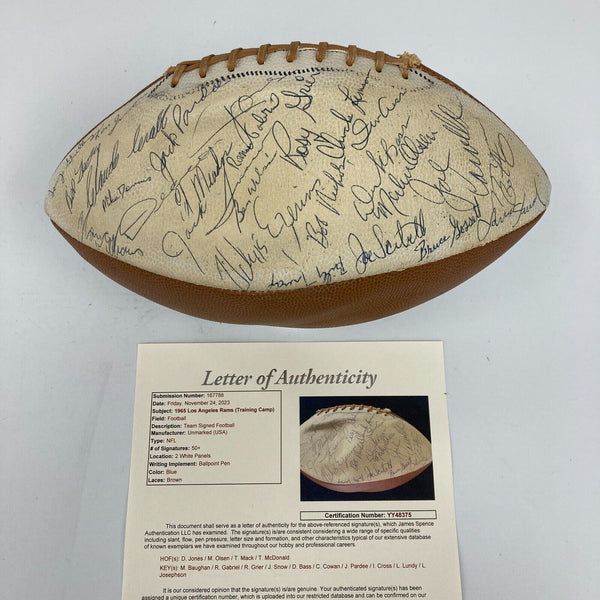 1966 Los Angeles Rams Team Signed Football Fearsome Foursome 57 Sigs JSA COA