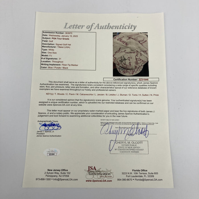 Tiger Woods PGA Tour Golf Legends Multi Signed Hat 31 Sigs JSA COA