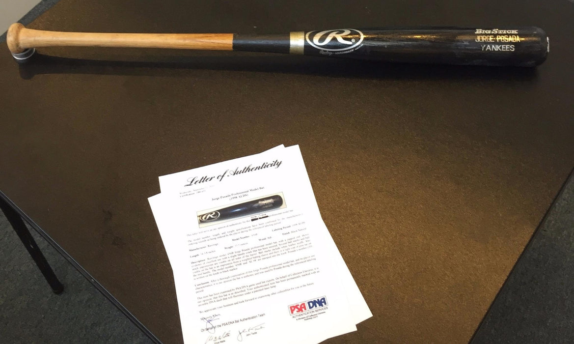 Rare 1998 Jorge Posada ALDS Playoffs Game Used Rawlings Baseball Bat PSA DNA COA