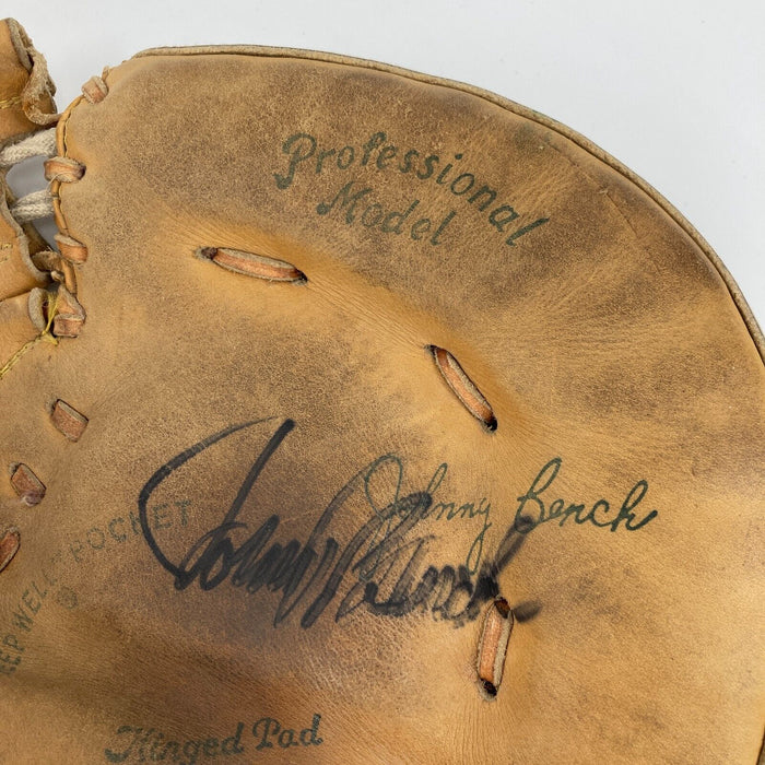 Johnny Bench Signed Rawlings Game Model Baseball Glove Mitt JSA COA