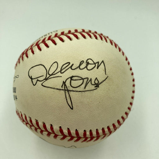 Los Angeles Rams Fearsome Foursome Signed Baseball Jones, Olsen Lundy, Grier PSA