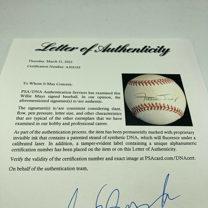 Willie Mays Signed Vintage Official National League Baseball PSA DNA COA