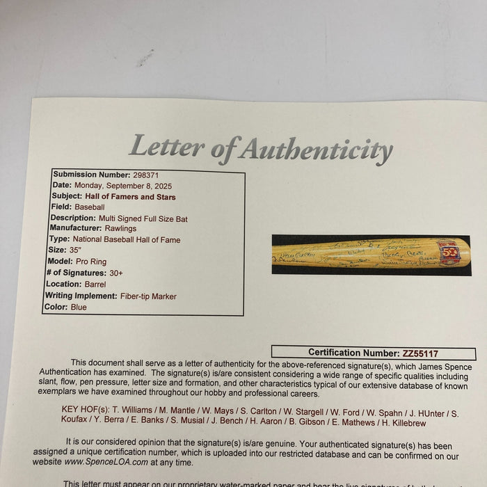 Mickey Mantle Ted Williams Willie Mays Hank Aaron HOF Multi Signed Bat JSA COA