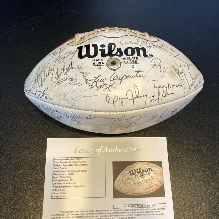 1979 Green Bay Packers Team Signed Wilson NFL Game Football Bart Starr JSA COA