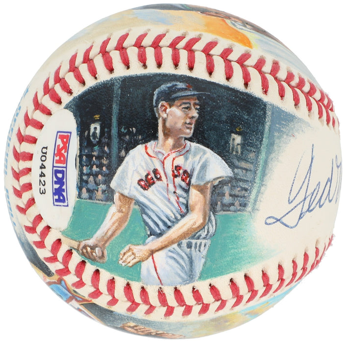 Beautiful Ted Williams Signed Ron Lewis Hand Painted Art Baseball JSA COA